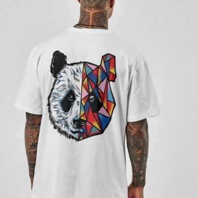 Erkek Baskılı T-Shirt Kısa Kol Bisiklet Yaka Regular Fit Rahat Kalıp Tişört -  Beyaz