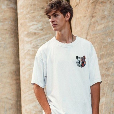 Erkek Baskılı T-Shirt Kısa Kol Bisiklet Yaka Regular Fit Rahat Kalıp Tişört -  Beyaz