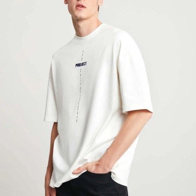 Erkek Baskılı T-Shirt Kısa Kol Bisiklet Yaka Regular Fit Rahat Kalıp Tişört - Beyaz