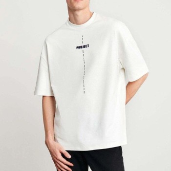 Erkek Baskılı T-Shirt Kısa Kol Bisiklet Yaka Regular Fit Rahat Kalıp Tişört - Beyaz