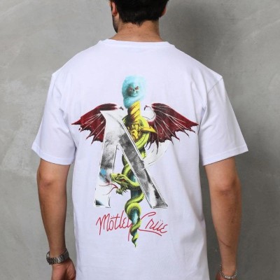 Erkek Baskılı T-Shirt Kısa Kol Bisiklet Yaka Regular Fit Rahat Kalıp Tişört -  Beyaz