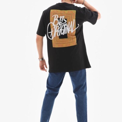 Erkek Baskılı T-Shirt Kısa Kol Bisiklet Yaka Regular Fit Rahat Kalıp Tişört -  Siyah