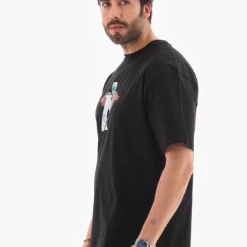 Erkek Baskılı T-Shirt Kısa Kol Bisiklet Yaka Regular Fit Rahat Kalıp Tişört -  Siyah