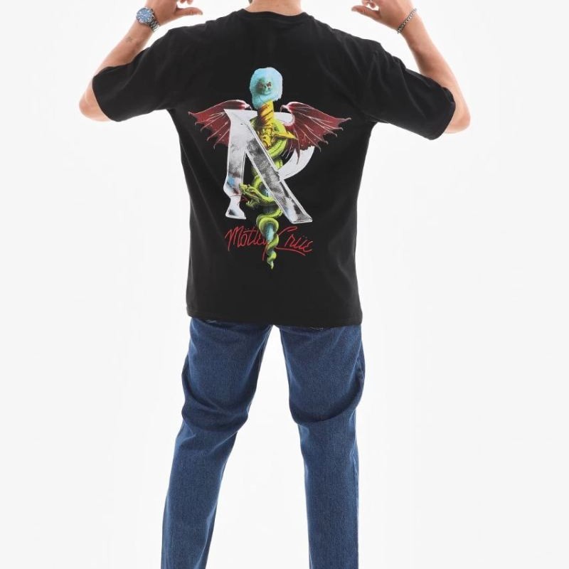 Erkek Baskılı T-Shirt Kısa Kol Bisiklet Yaka Regular Fit Rahat Kalıp Tişört -  Siyah