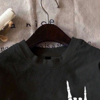 Erkek Baskılı T-Shirt Kısa Kol Bisiklet Yaka Regular Fit Rahat Kalıp Tişört - Siyah
