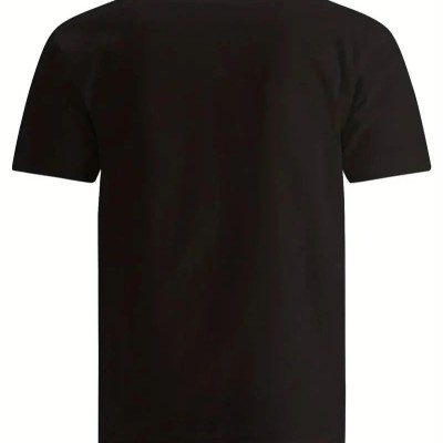 Erkek Baskılı T-Shirt Kısa Kol Bisiklet Yaka Regular Fit Rahat Kalıp Tişört - Siyah