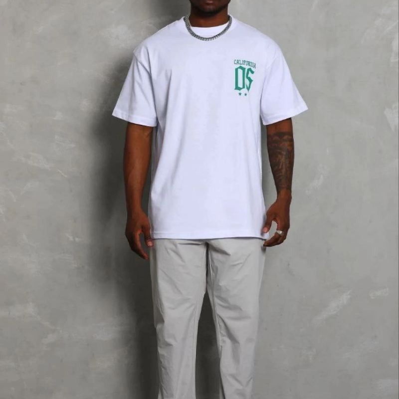 Erkek Baskılı T-Shirt Kısa Kol Bisiklet Yaka Regular Fit Tişört - Beyaz