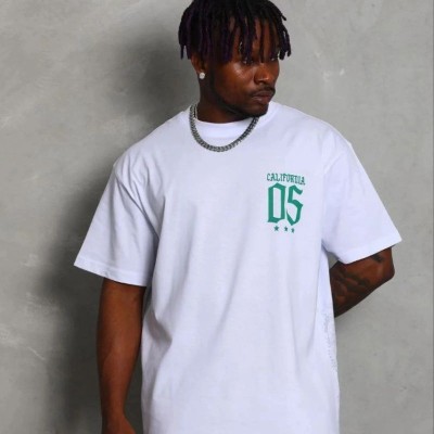 Erkek Baskılı T-Shirt Kısa Kol Bisiklet Yaka Regular Fit Tişört - Beyaz