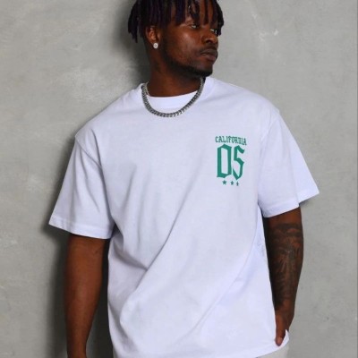 Erkek Baskılı T-Shirt Kısa Kol Bisiklet Yaka Regular Fit Tişört - Beyaz