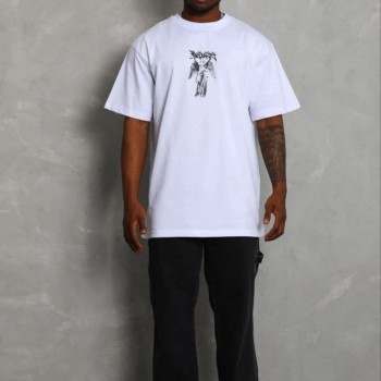 Erkek Baskılı T-Shirt Kısa Kol Bisiklet Yaka Regular Fit Tişört - Beyaz