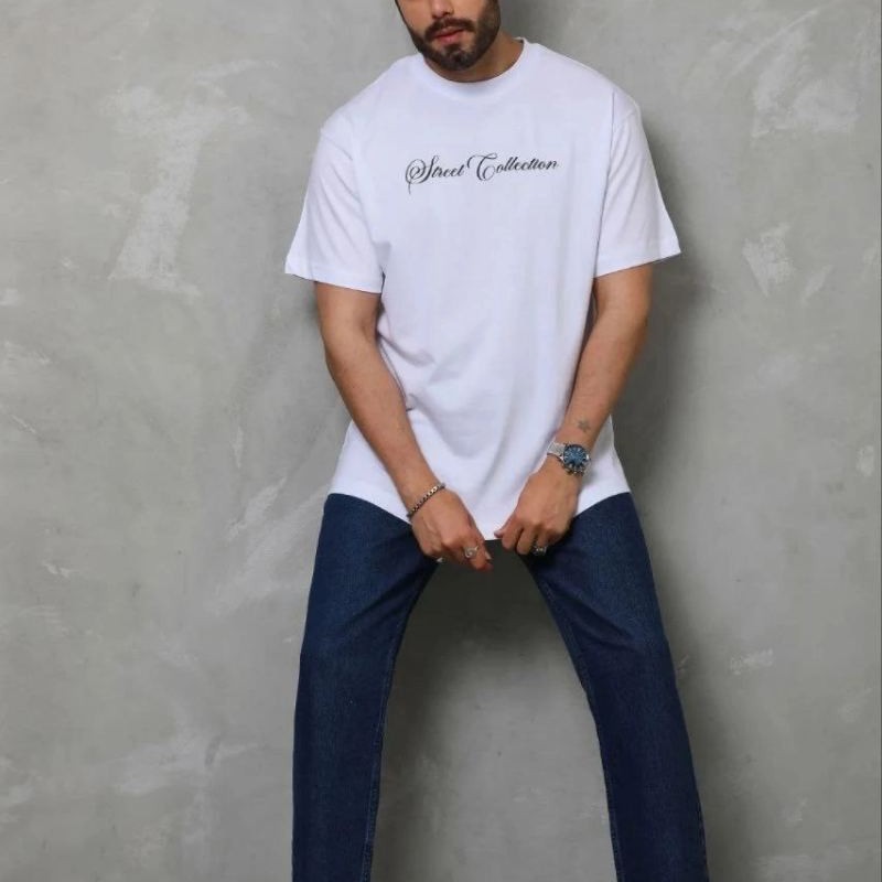 Erkek Baskılı T-Shirt Kısa Kol Bisiklet Yaka Regular Fit Tişört - Beyaz