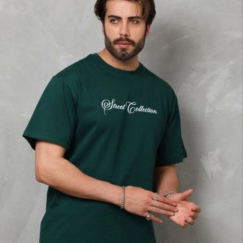 Erkek Baskılı T-Shirt Kısa Kol Bisiklet Yaka Regular Fit Tişört - Çağla Yeşili