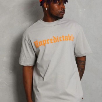 Erkek Baskılı T-Shirt Kısa Kol Bisiklet Yaka Regular Fit Tişört - Gri