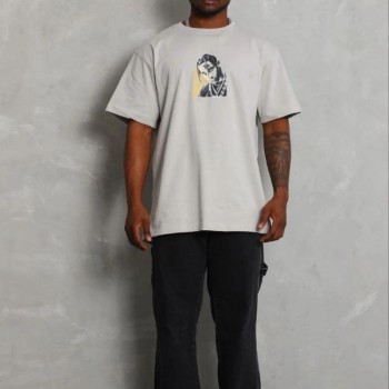 Erkek Baskılı T-Shirt Kısa Kol Bisiklet Yaka Regular Fit Tişört - Gri