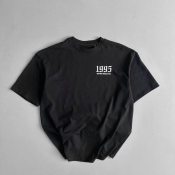 Erkek Baskılı T-Shirt Kısa Kol Bisiklet Yaka Regular Fit Yazlık Tişört - Siyah