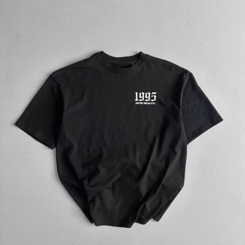 Erkek Baskılı T-Shirt Kısa Kol Bisiklet Yaka Regular Fit Yazlık Tişört - Siyah