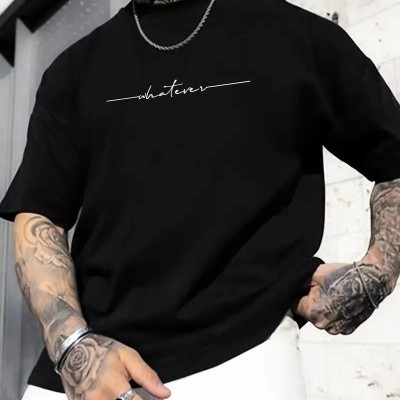 Erkek Baskılı T-Shirt Kısa Kol Bisiklet Yaka Regular Fit Yazlık Tişört - Siyah