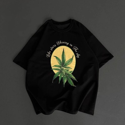 Erkek Baskılı T-Shirt Kısa Kol Bisiklet Yaka Regular Fit Yazlık Tişört - SiyahSiyah