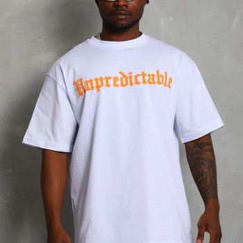 Erkek Baskılı Tişört Kısa Kol Bisiklet Yaka Oversize T-Shirt - Beyaz