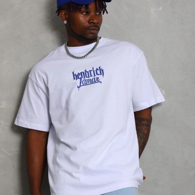Erkek Baskılı Tişört Kısa Kol Bisiklet Yaka Oversize T-Shirt - Beyaz
