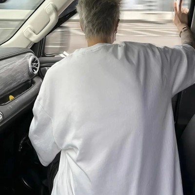 Erkek Baskılı Tişört Kısa Kol Bisiklet Yaka Oversize T-Shirt - Beyaz