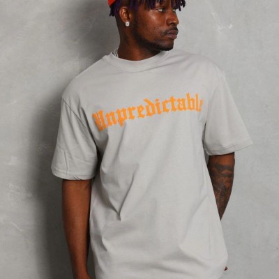Erkek Baskılı Tişört Kısa Kol Bisiklet Yaka Oversize T-Shirt - Gri