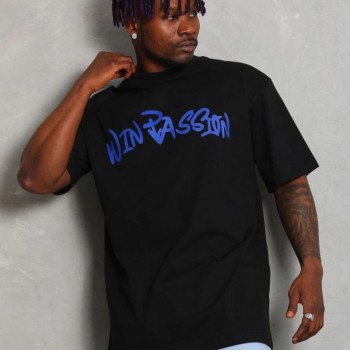 Erkek Baskılı Tişört Kısa Kol Bisiklet Yaka Oversize T-Shirt - Siyah