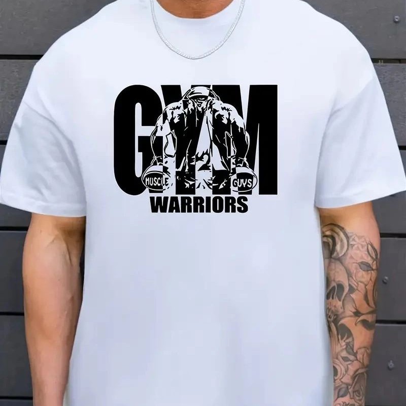 Erkek Baskılı Tişört Kısa Kol Bisiklet Yaka Regular fit Rahat kalıp T-Shirt - Beyaz