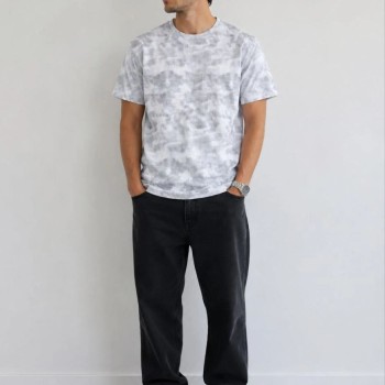 Erkek Batik Desenli Tişört Bisiklet Yaka Kısa Kol Regular Fit T-shirt - Gri