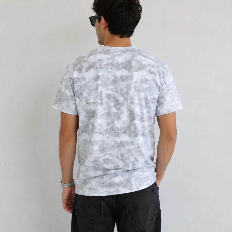 Erkek Batik Desenli Tişört Bisiklet Yaka Kısa Kol Regular Fit T-shirt - Gri