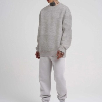 ERKEK Bisikilet Yaka 3 İplik Pamuklu SweatShirt - Gri