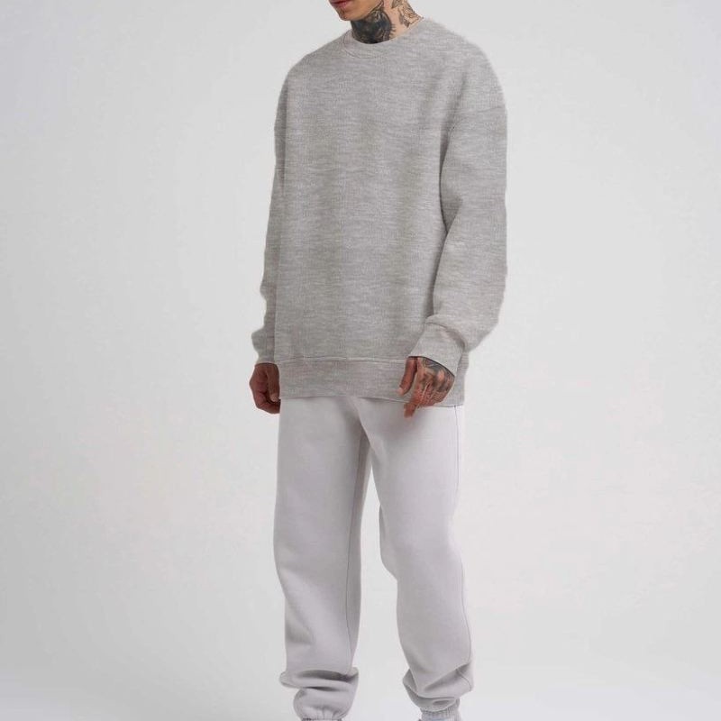 ERKEK Bisikilet Yaka 3 İplik Pamuklu SweatShirt - Gri