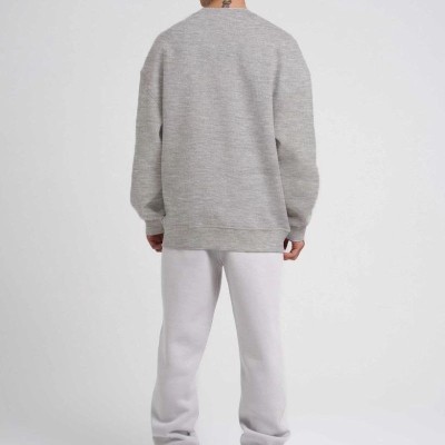 ERKEK Bisikilet Yaka 3 İplik Pamuklu SweatShirt - Gri