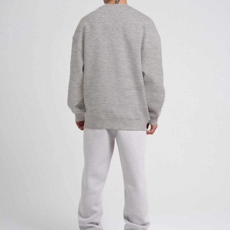 ERKEK Bisikilet Yaka 3 İplik Pamuklu SweatShirt - Gri