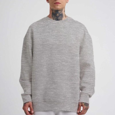 ERKEK Bisikilet Yaka 3 İplik Pamuklu SweatShirt - Gri