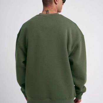 ERKEK Bisikilet Yaka 3 İplik Pamuklu SweatShirt - Haki
