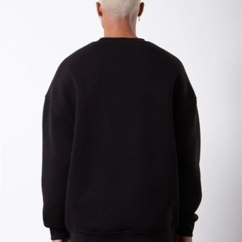 ERKEK Bisikilet Yaka 3 İplik Pamuklu SweatShirt - Siyah