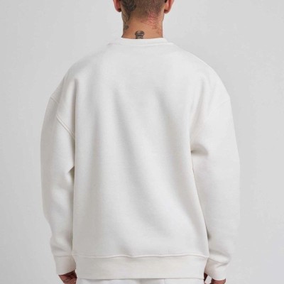 ERKEK Bisikilet Yaka 3 plik Pamuklu SweatShirt - Beyaz