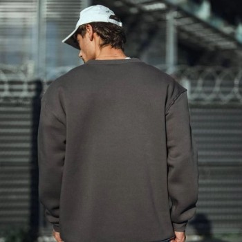 Erkek Bisiklet Yaka 3 iplik Pamuklu Basic SweatShirt  - Antrasit