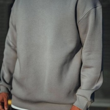 Erkek Bisiklet Yaka 3 İplik pamuklu Basic SweatShirt - Boyalı Gri