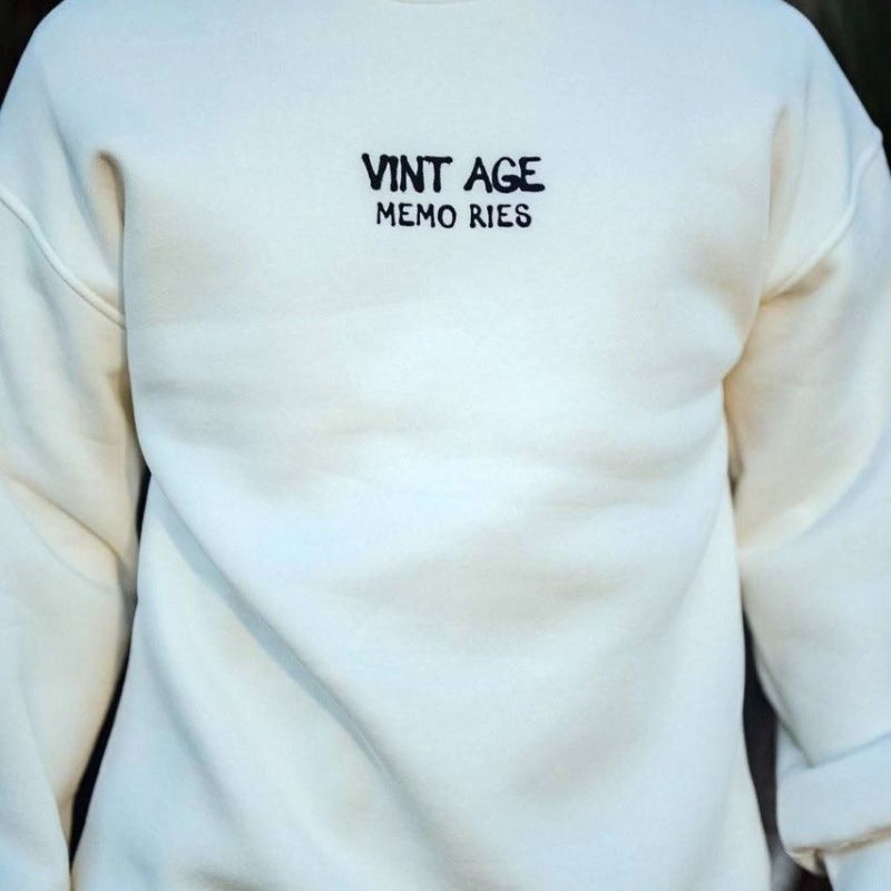 Erkek Bisiklet Yaka 3 İplik pamuklu Baskılı SweatShirt - Beyaz