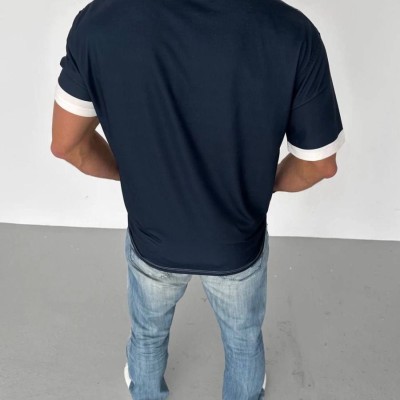 ERKEK Bisiklet Yaka Baskılı Kısa kol Oversize T-Shirt - Siyah