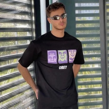 ERKEK Bisiklet Yaka Baskılı Oversize Kısa kol T-Shirt - Siyah