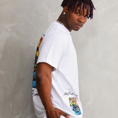 Erkek Bisiklet Yaka Baskılı Oversize T-Shirt - Beyaz