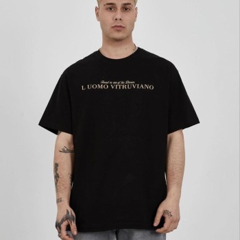 ERKEK Bisiklet Yaka Tişort Baskılı Oversize kısa kol T-Shirt - Siyah