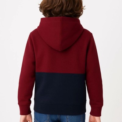 Erkek Çocuk Kapüşonlu Kanguru Cepli Parçalı SweatShirt - Renkli