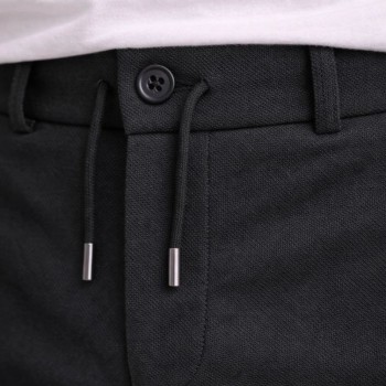 Erkek Diagonel Mikro dokulu Duble Paça Cepli Pantolon , Modern Kesim - Siyah