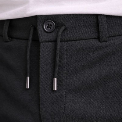 Erkek Diagonel Mikro dokulu Duble Paça Cepli Pantolon , Modern Kesim - Siyah