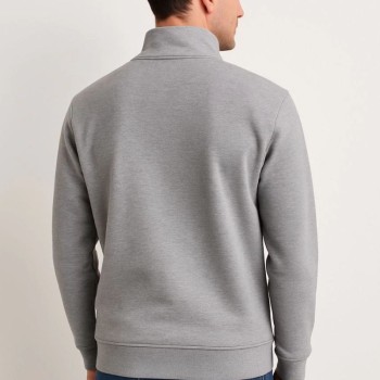 Erkek Dik Yaka Yarım Fermuarlı 3 İplik Pamuklu Sweatshirt - Gri