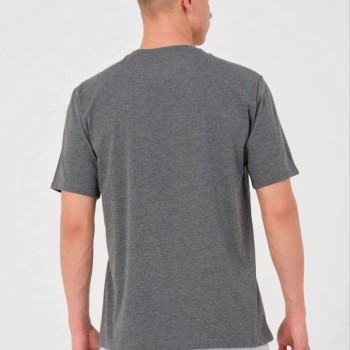 Erkek Düz Bisiklet Yaka Tişört Kısa Kol Yazlık T-Shirt - Antrasit